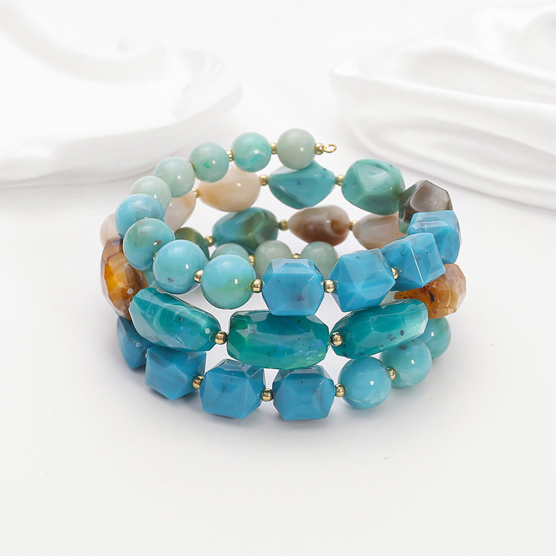 Wholesale Bohemian acrylic beaded bracelet multi-layered elastic bracelet